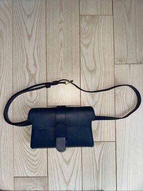 Senreve Aria Belt Bag Marine Pebbled Leather and gold hardware